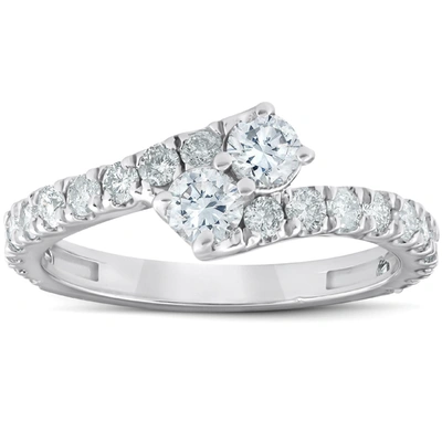 Pompeii3 1 Ct Two Stone Diamond Forever Us Anniversary Engagement Ring 10k White Gold In Multi