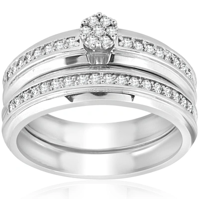 Pompeii3 3/8cttw Diamond Engagement Wedding Ring Set 10k White Gold In Multi