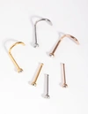 Lovisa Mixed Metals Diamante 6-pack Nose Studs In Silver