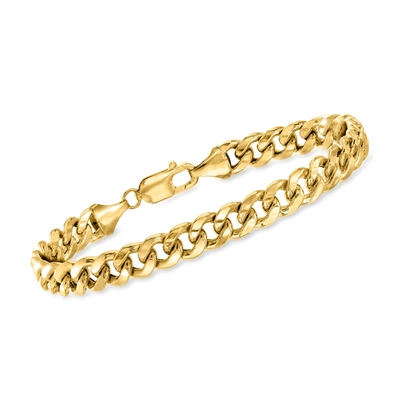 Ross-simons Men's 7.8mm Miami Cuban Link Bracelet In 14kt Yellow Gold