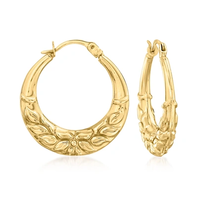 Ross-simons 14kt Yellow Gold Floral Hoop Earrings