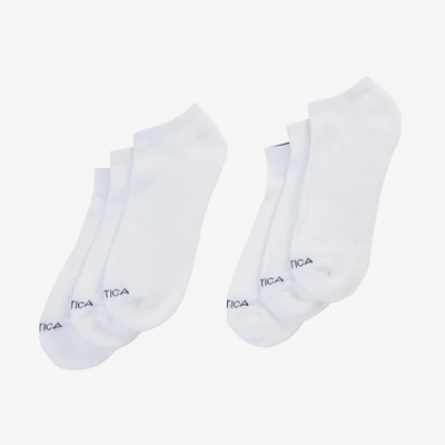 Nautica Mens Athletic Core Low Cut Socks, 6-pack In White