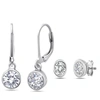 Max + Stone Sterling Silver Round Bezel Cubic Zirconia Stud And Lever Back Earring In Silver