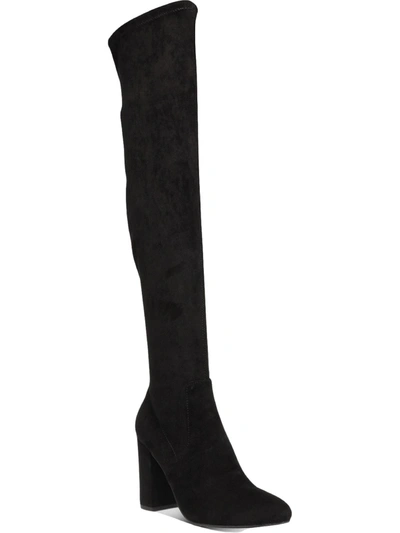 WILD PAIR BRAVY WOMENS MICROSUEDE BLOCK HEEL OVER-THE-KNEE BOOTS