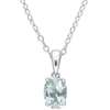 Mimi & Max 5/8ct Tgw Oval Aquamarine Solitaire Heart Design Pendant With Chain In Sterling Silver In Silver