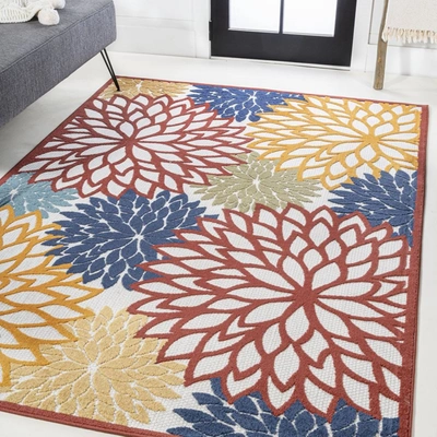 Jonathan Y Minori Floral Indoor/outdoor Area Rug In Blue