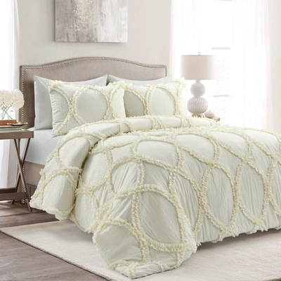 Lush Decor Riviera Comforter Ivory 3pc Set In White