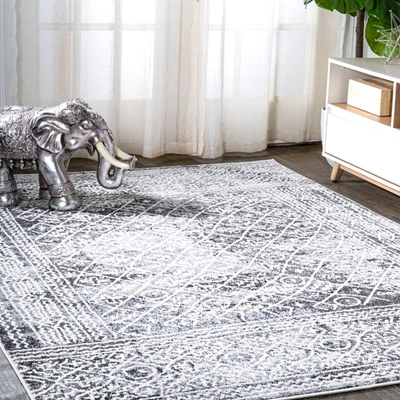 Jonathan Y Iften Moroccan Geometric Distressed Area Rug In White