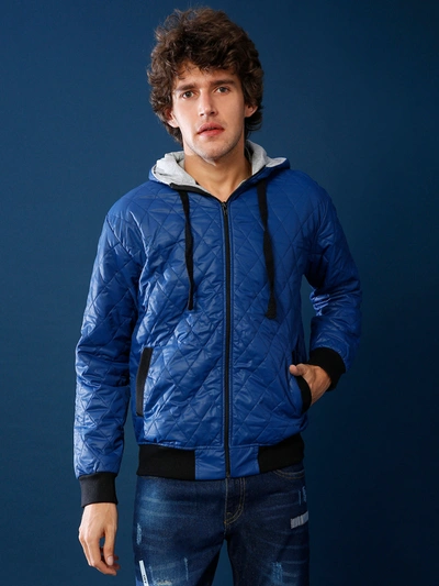 Campus Sutra Men Full Sleeve Stylish Windcheater Casual Bomber Jacket In Blue