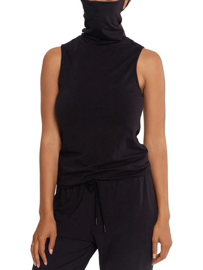 B & A By Betsy And Adam Womens Knit Attached Mask Tank Top In Black