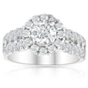 Pompeii3 2 1/2 Ct Halo Round Diamond Double Row Engagement Ring 10k White Gold In Multi