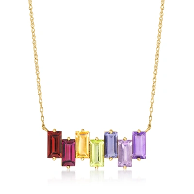 Canaria Fine Jewelry Canaria Multi-gemstone Necklace In 10kt Yellow Gold In Pink