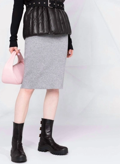 D-exterior Straight Cut Skirt In Granite In Grey