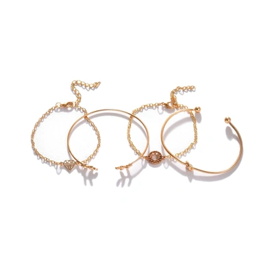 Sohi Pack Of 4 Gold Plated Designer Bracelet In Silver