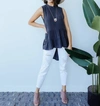 Fsl Highs & Lows Sleeveless Top In Charcoal In Blue