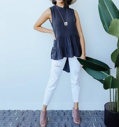 Fsl Highs & Lows Sleeveless Top In Charcoal In Blue