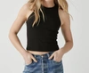 Michael Stars Pina Ribbed Halter Tank In Black