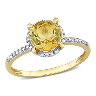 Mimi & Max 1 1/4 Ct Tgw Halo Diamond And Citrine Engagement Ring In 10k Yellow Gold