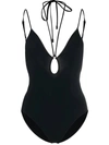 Zimmermann Jeannie Loop Front Halter Tie Srao One Piece In Noir In Black