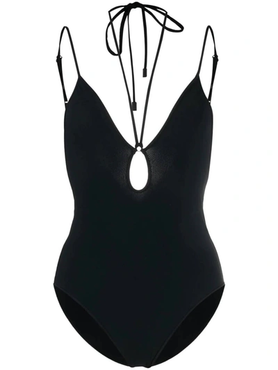 Zimmermann Jeannie Plunge-neck Swimsuit In Black