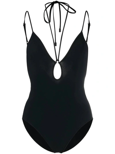 ZIMMERMANN JEANNIE LOOP FRONT HALTER TIE SRAO ONE PIECE IN NOIR