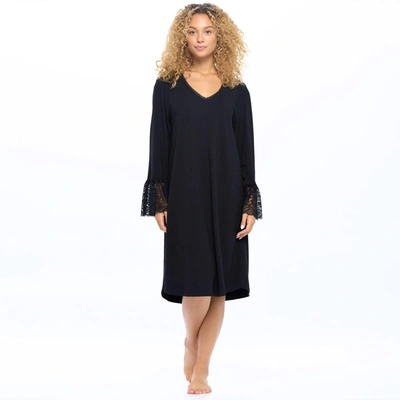 Undersummers By Carrierae Lux Cotton Nightgown In Black