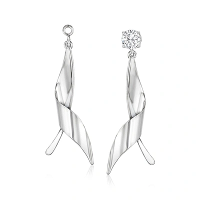 Ross-simons 14kt White Gold Twisted Leaf Drop Earring Jackets