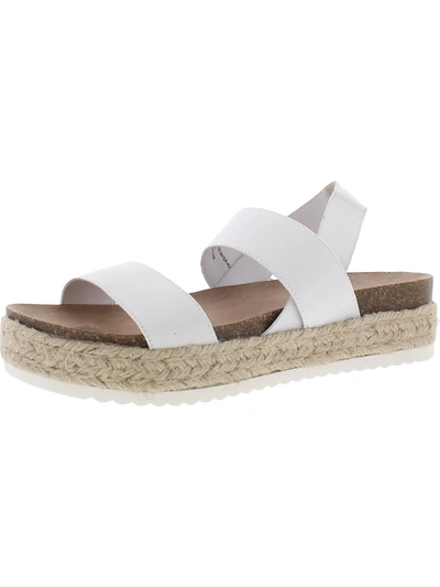 Ana Coy Womens Footbed Espadrille Flatform Sandals In White