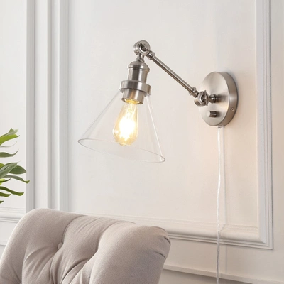 Jonathan Y Cowie 8" Iron/ Glass Adjustable Led Wall Sconce