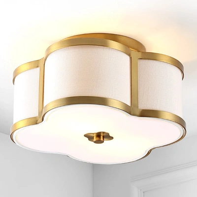 JONATHAN Y QUATREFOIL 13" SCALLOPED SHADE METAL CLASSIC GLAM LED FLUSH MOUNT