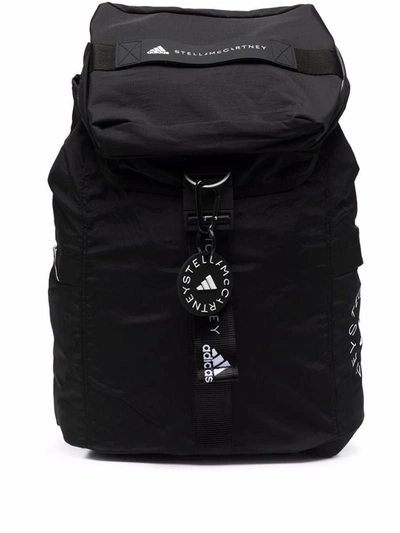 Adidas By Stella Mccartney Logo Charm Backpack In Black