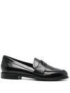 Aeyde Oscar Penny-slot Loafers In Black Brushed Leather In Black