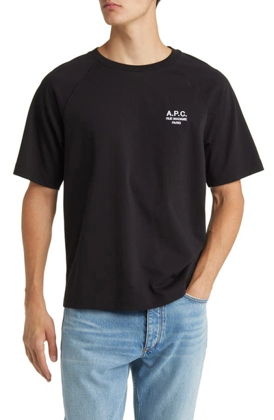Apc Logo Print Organic Cotton Jersey T-shirt In Black
