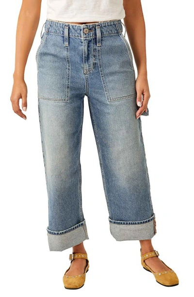 Free People Major Leagues Wide Leg Crop Jeans In Blue