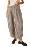 Free People Turning Point Plaid Trousers In Dust Combo