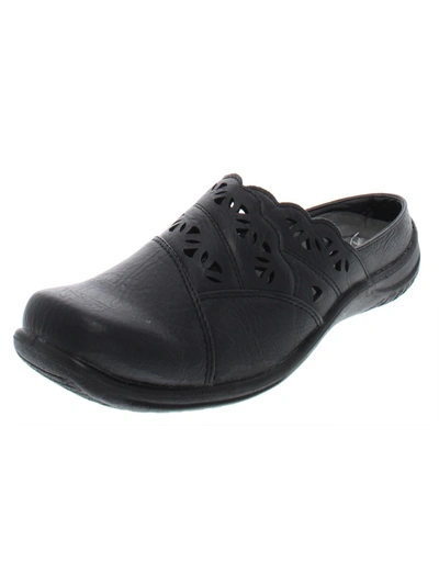 Easy Street Forever Womens Faux Leather Laser Cut Clogs In Navy