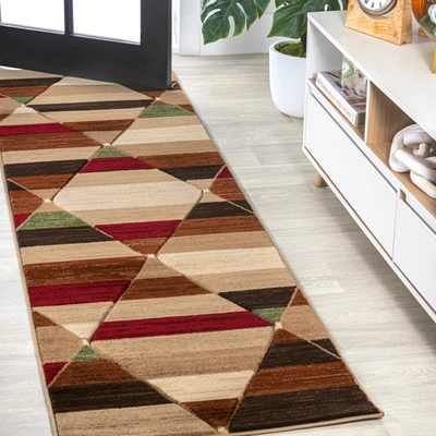 Jonathan Y Kehoe Retro Diamonds Geometric Red/brown/cream Runner Rug