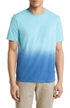 STONE ROSE DIP DYED SHORT SLEEVE T-SHIRT IN TURQUOISE