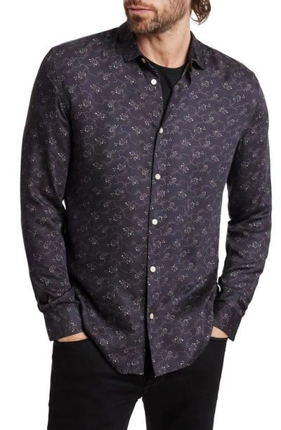 John Varvatos Ross Satin Button-up Shirt In Purple