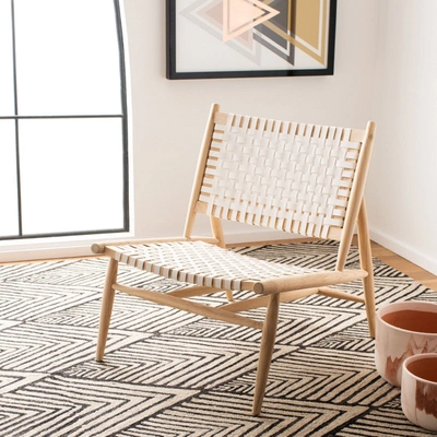 Safavieh Soleil Leather Woven Accent Chair In Brown