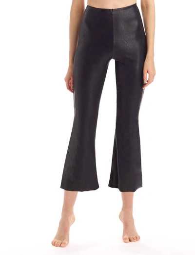 Commando Cropped Flared High-rise Faux-leather Trousers In Black