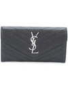 Saint Laurent Large Monogram Flap Wallet In Black