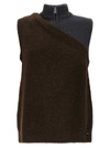 Fendi Paneled Wool Sleeveless Sweater Vest In Brown