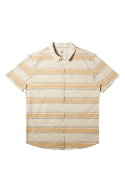 Quiksilver Cali Sunrise Stripe Short Sleeve Button-up Shirt In Birch