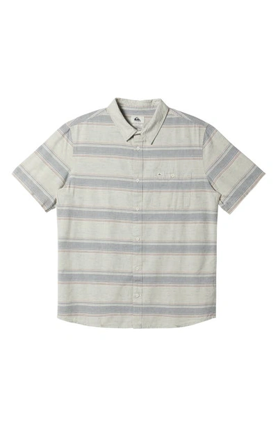 Quiksilver Cali Sunrise Stripe Short Sleeve Button-up Shirt In Plaza Taupe Cali