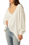 Free People Coraline Balloon Sleeve Thermal Top In Ivory
