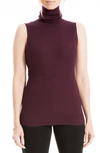 Max Studio Sleeveless Ribbed Turtle Neck In Fudge-fudge