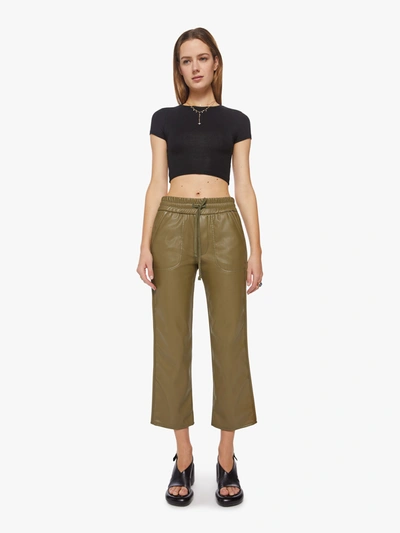 Mother The Rambler Lounger Ankle Faux-leather Pants In Fir Green