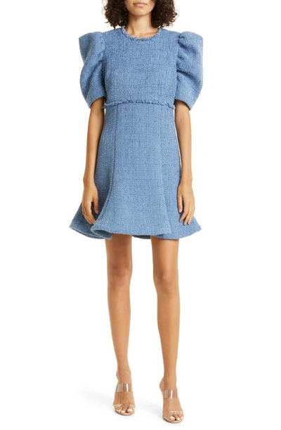 Likely Alia Puff Sleeve Tweed Dress In Quiet Harbor