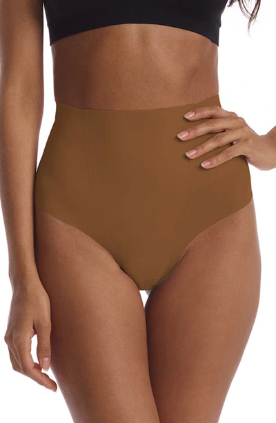 Commando Zone Smoothing High Waist Thong In Caramel